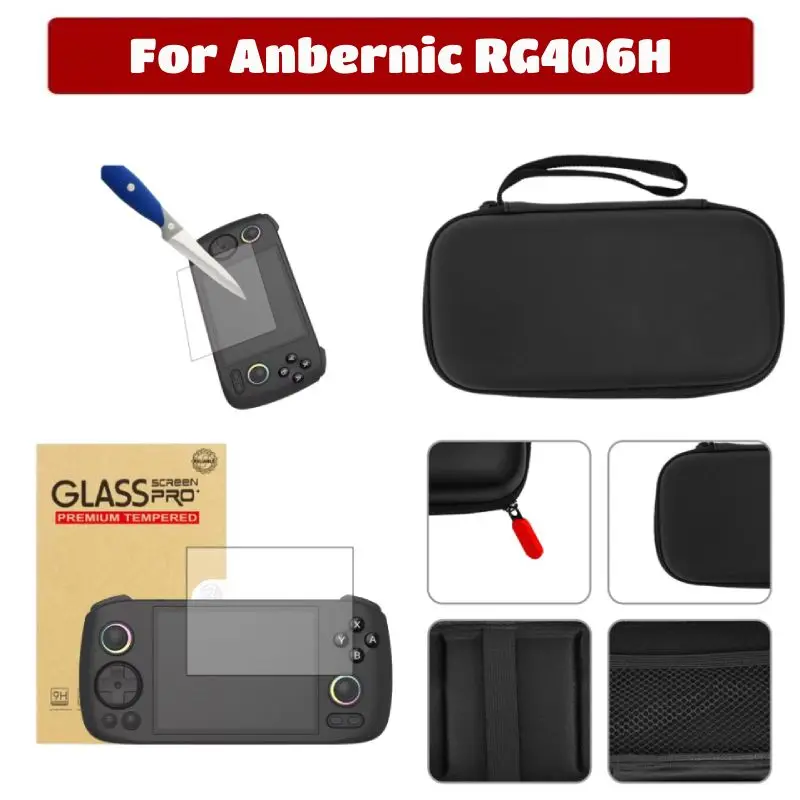 For Anbernic RG406H Mini Storage Bag Hard Shell Game Console Carry Pouch with Mesh Bag Portable Travel Case RG406 H Accessories