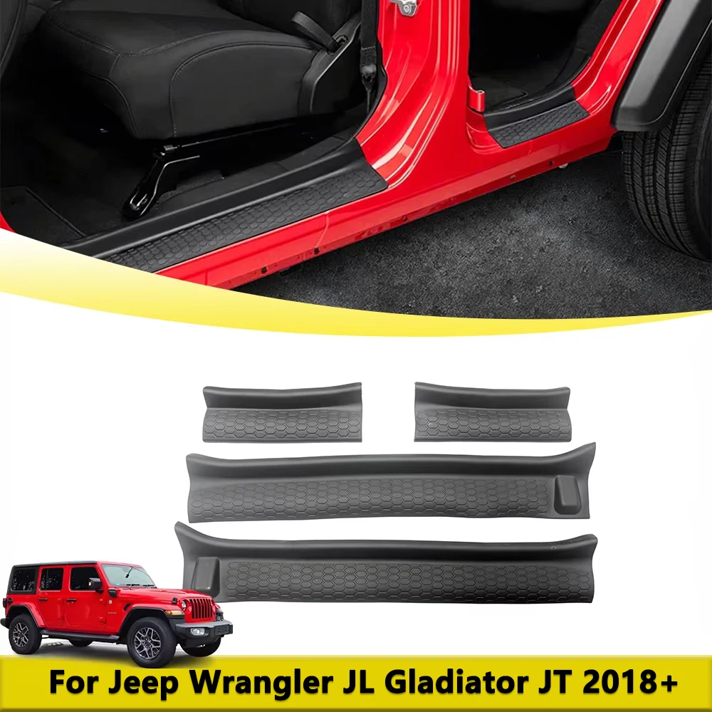 

Резиновая полоса на порог автомобиля для Jeep Wrangler JL Gladiator JT 4-дверный 2018-2025, защитная накладка на порог, автомобильные аксессуары