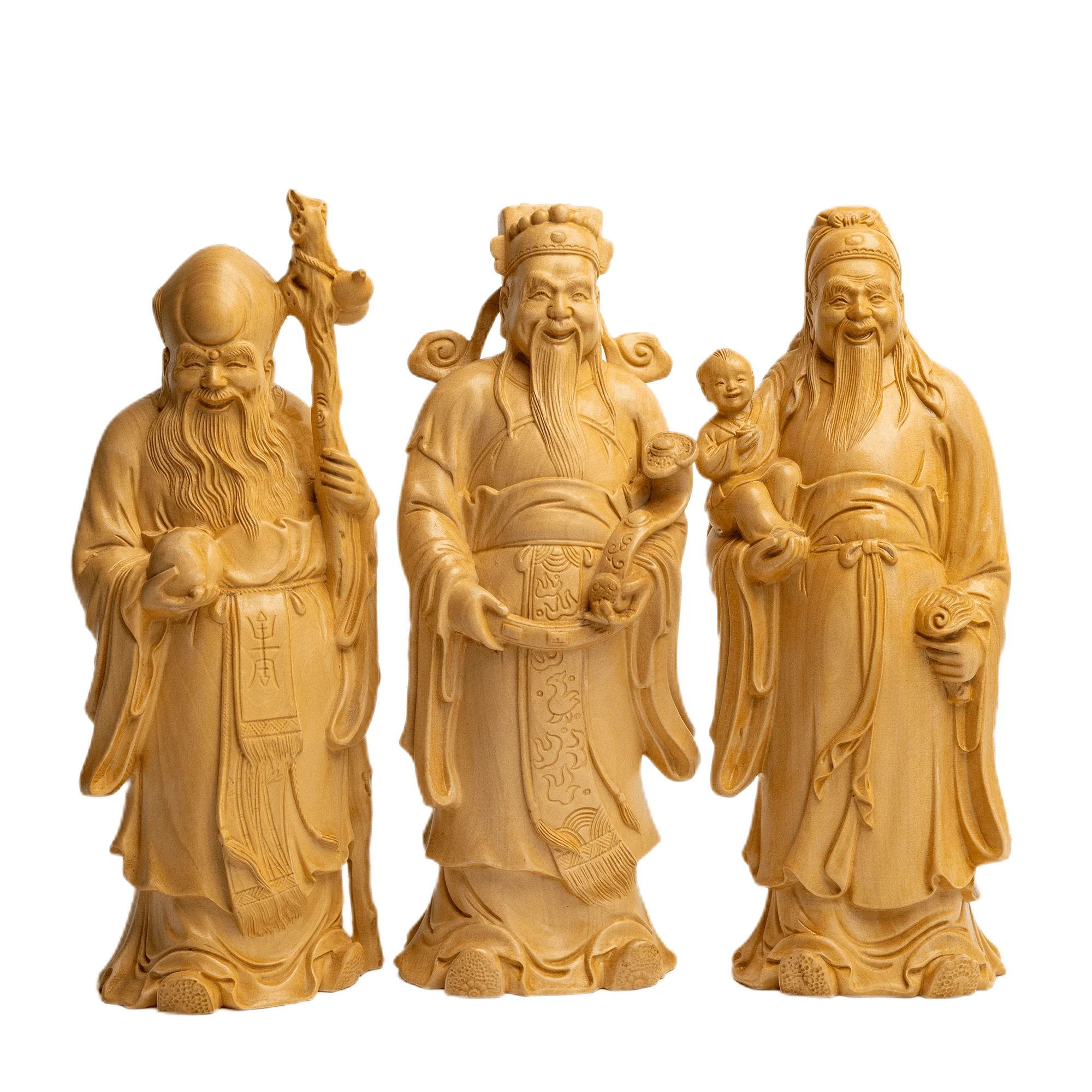 Fu Lu Shou (Three Stars of Fortune, Prosperity, and Longevity) Statue, Lucky Deity Figurine for Home Decoration, Gift for Friend