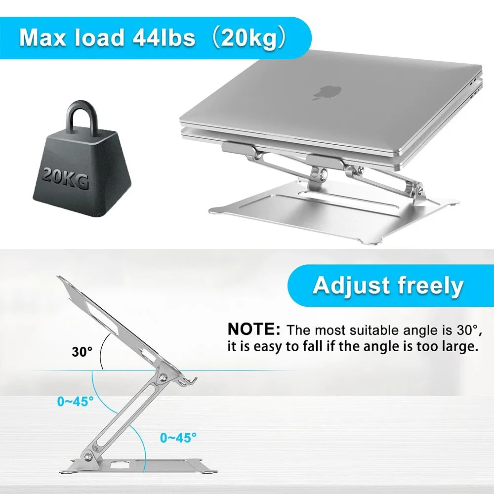 Aluminum Alloy Adjustable Laptop Stand Folding Portable for Notebook MacBook Computer Bracket Lifting Cooling Holder Non-slip