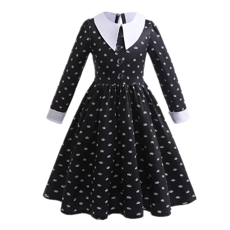 Movie Wednesday Cosplay For Girls Balck Gothic Dress Girl Birthday Cosplay Halloween Carnival Costume Kids Princess Dresses