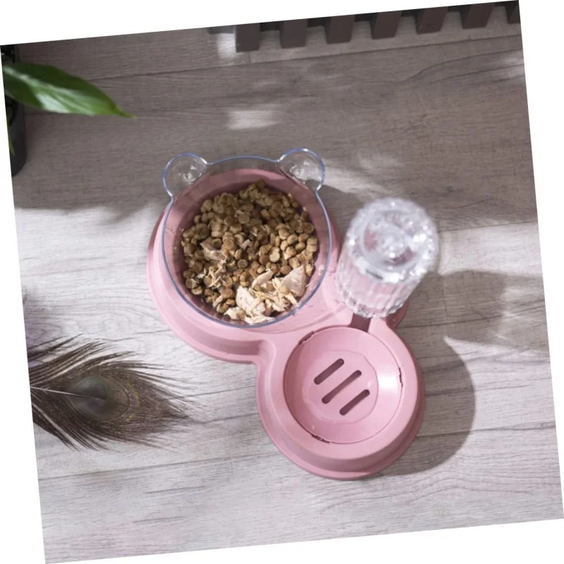 

500ml Drinking Kitten Dog Pet Cat Feeding Bowl Dog Automatic Drinking Double Bowl PP Material