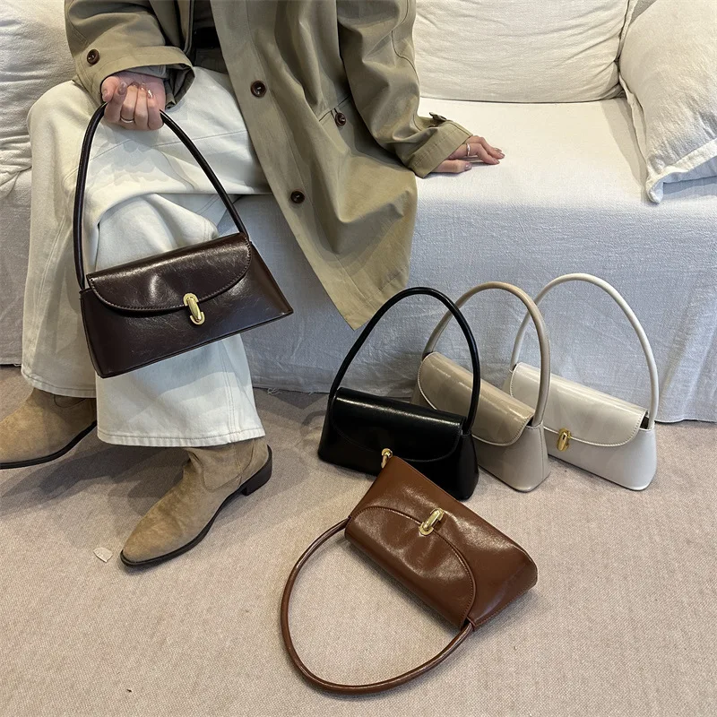 

Simple Fashion Lock Clasp Bag | New Vintage Solid Color, Unique Elegant Crossbody & Handbag for Women
