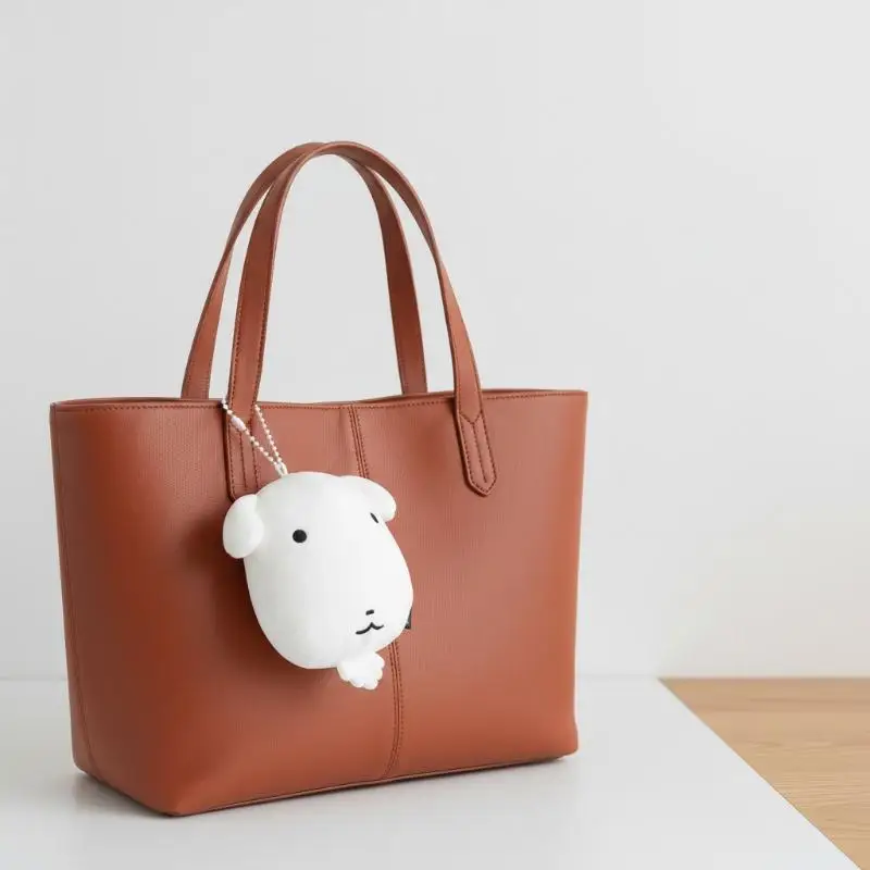 Soft Fluffy Big Head White Dog Plush Keychain Adorable Stuffed Doll Bag Charm for Girls School Backpack Decor