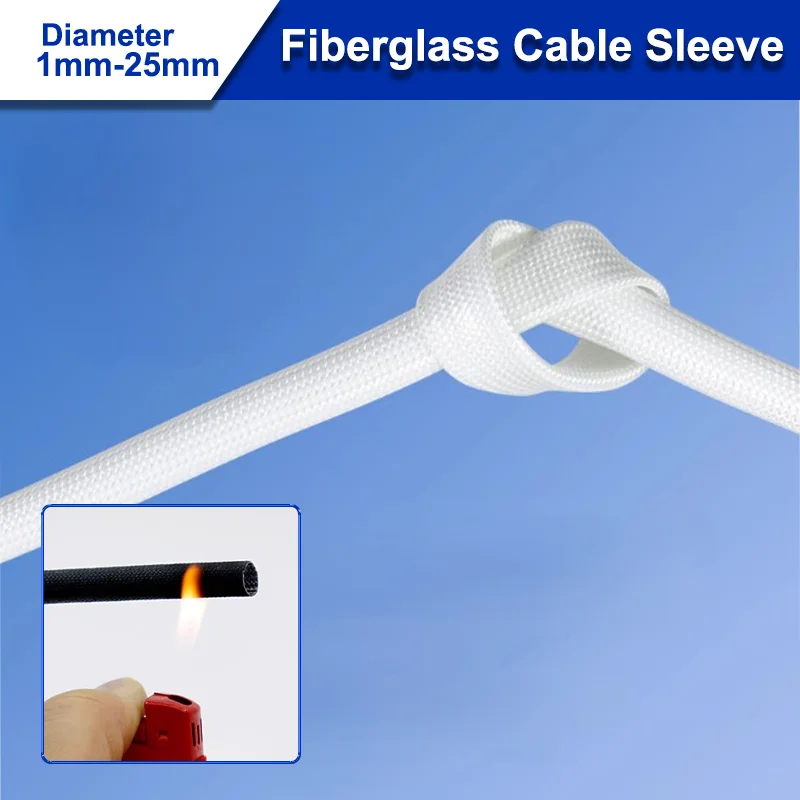 

200Deg.C Braided Fiberglass Tube High Temperature Flame Resistant Silicone Resin Insulate Cable Wire Protect Sleeve 1mm~ 25mm