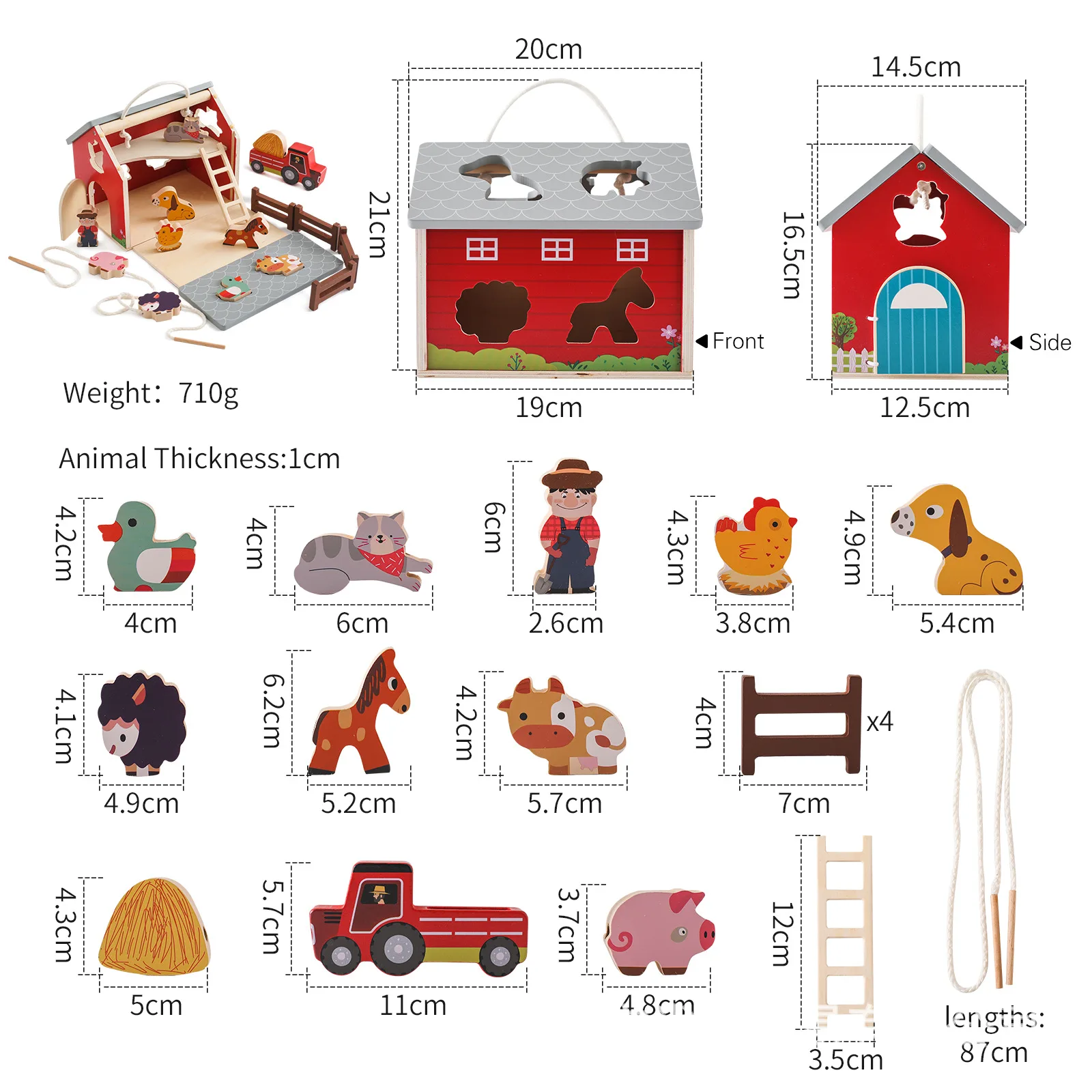 Fram Animal Big Barn Toys Legno Prima educazione Puzzle divertente multifunzionale Giocattoli impilabili per ragazzi e ragazze Regali di Natale