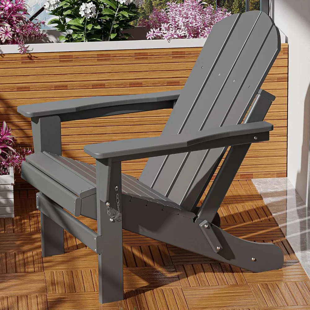 

Adirondack Chair Folding for Outside Weather Resistant Patio Chairs Lawn Adirondack Fire Pit Plastic Garden, Gray