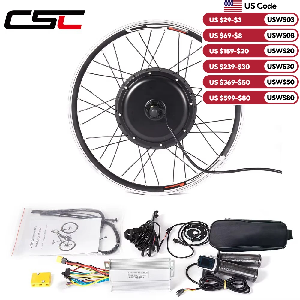 CSC Electric Bicycle Conversion Kit for E-Bike 48V 1000W Brushless Hub Motor 20 24 26 27.5 28 29inch 700C Bike Wheel