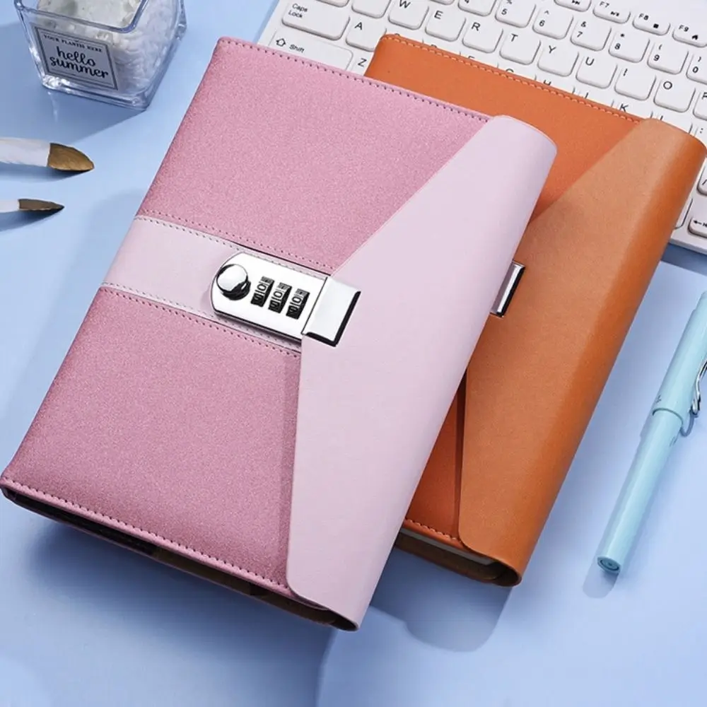 

Dazzling Lockable Journal Pearl Shine Thickened Pages PU Leather Notebook A5 Horizontal Line Leather Square Journal Travel