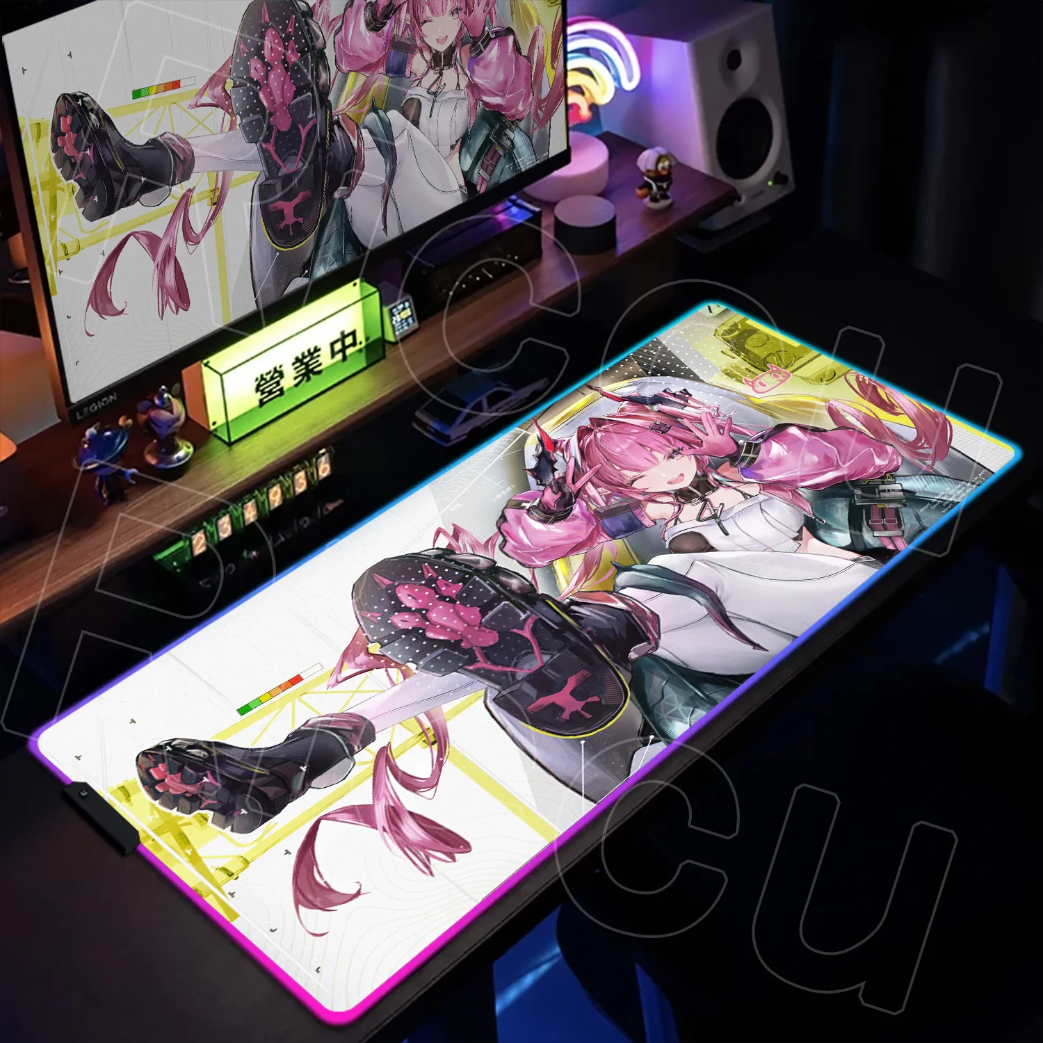 RGB HD XXL Game Arknights Endfield Yvonne Mouse Pad Rubber Gamer Computer Mats LED Desk mat Laptop Office Large protective pad