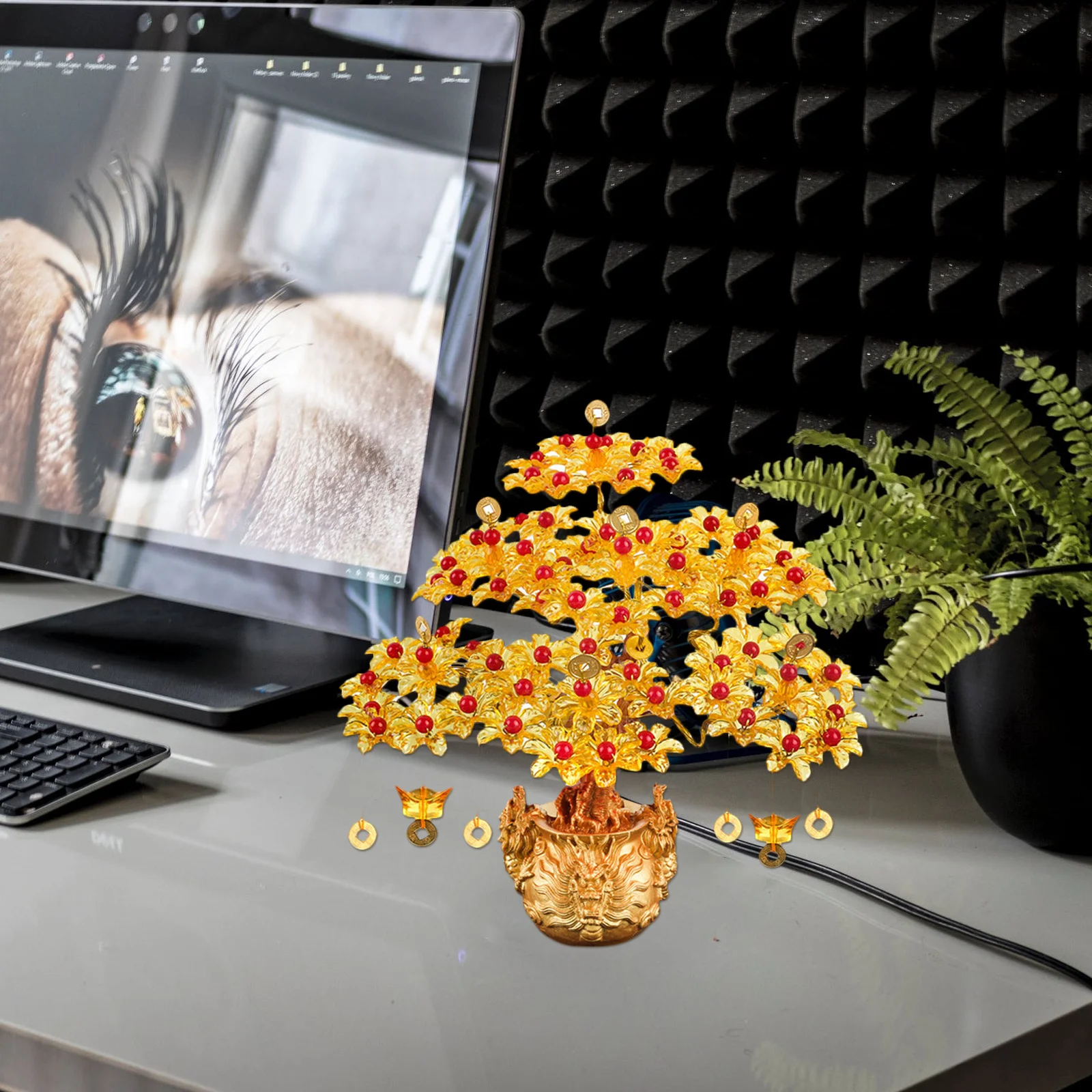 

Money Tree Material Package Bonsai Decor Accessory DIY Natural Beads Acrylic Desktop Premium