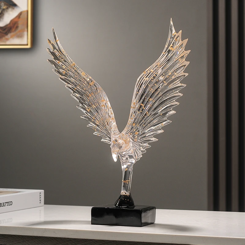 Abstract Gold Eagle Decoration Beautifully Resin Angel Wing Craftwork Sculpture Ornament Angel Wing Statue Home Decor Figurine