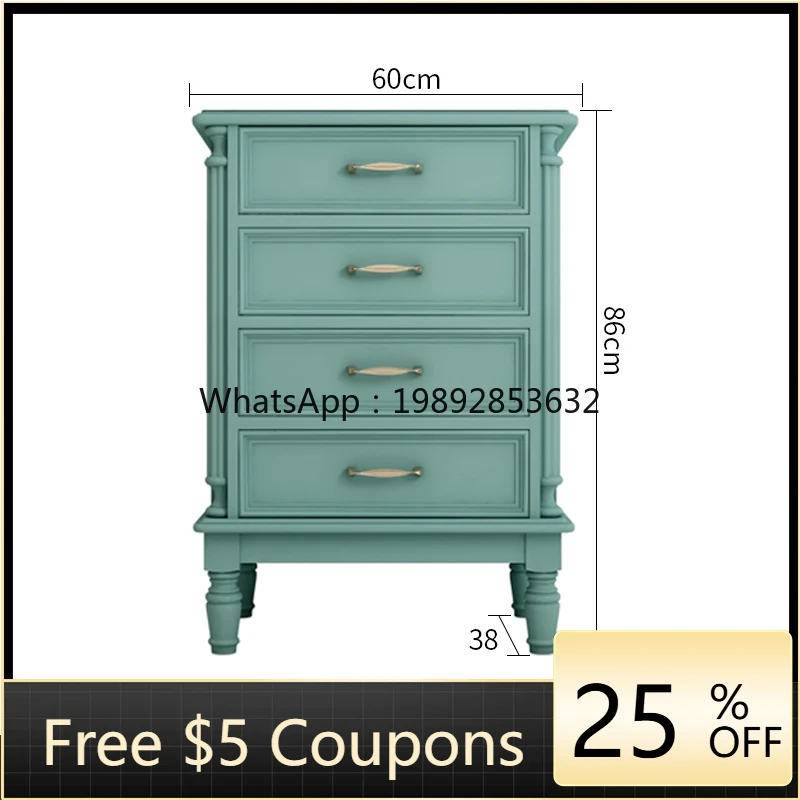 

TLL Solid Wood Living Room Light Luxury Drawer Bedside Table European Storage Cabinet