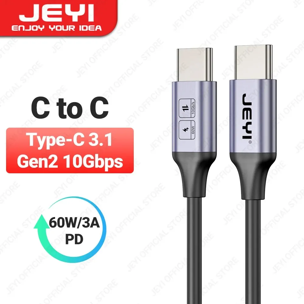 JEYI USB A naar Type C-kabel 60W snel opladen 10Gbps datasnoer USB-oplader voor Samsung Xiaomi HTC Redmi Huawei mobiele telefoon USB-C