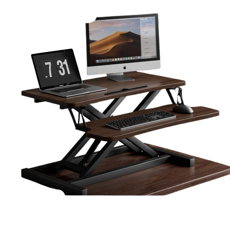 Solid wood standing computer lifting desktop, workbench laptop desk