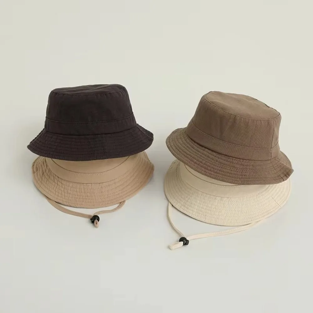 

Fashion Sunshade Visors Kids Bucket Hat Cotton Wide Brim Children Fisherman Cap Solid Color Sun Hats Outdoor