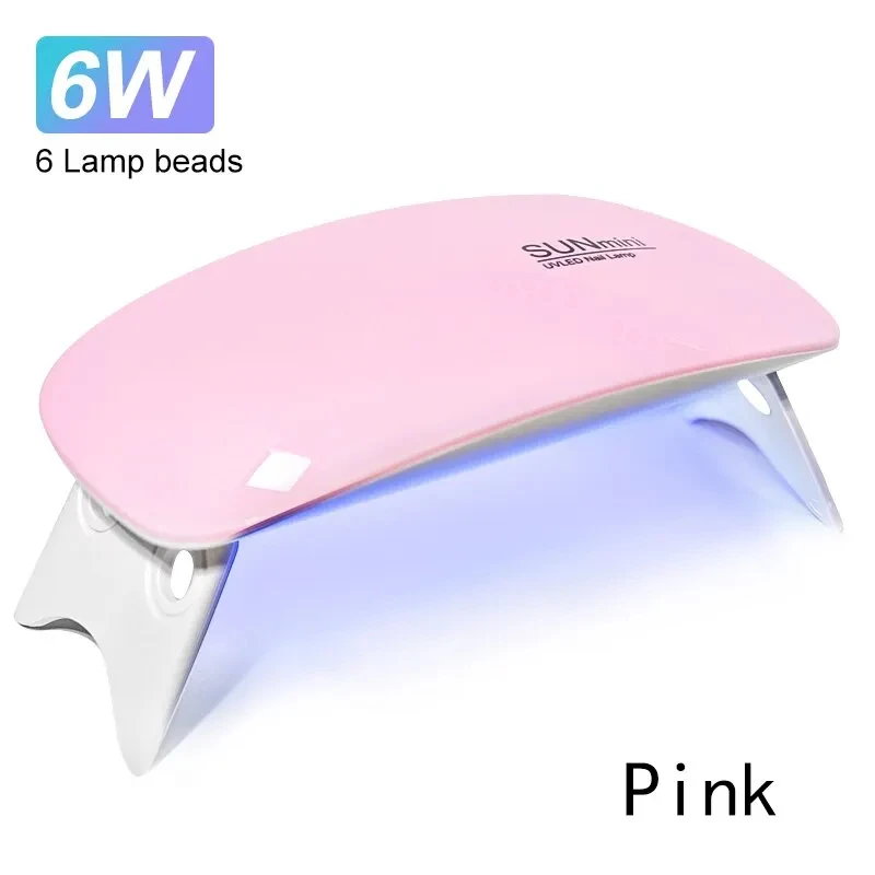 100Pcs 6W Mini Nail Dryer Machine Portable LED UV Manicure Lamp Home Use Nail Lamp For Drying Polish Varnish With USB Cable RX