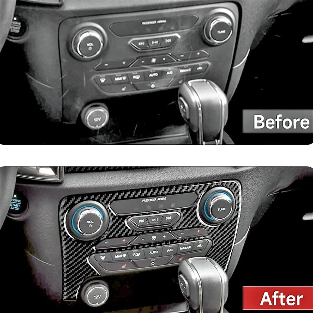 Super Sale For Ford Ranger 2019-2022 Carbon Fiber Car Center Control A/C Air Control Panel Cover Trim Interior Accessories