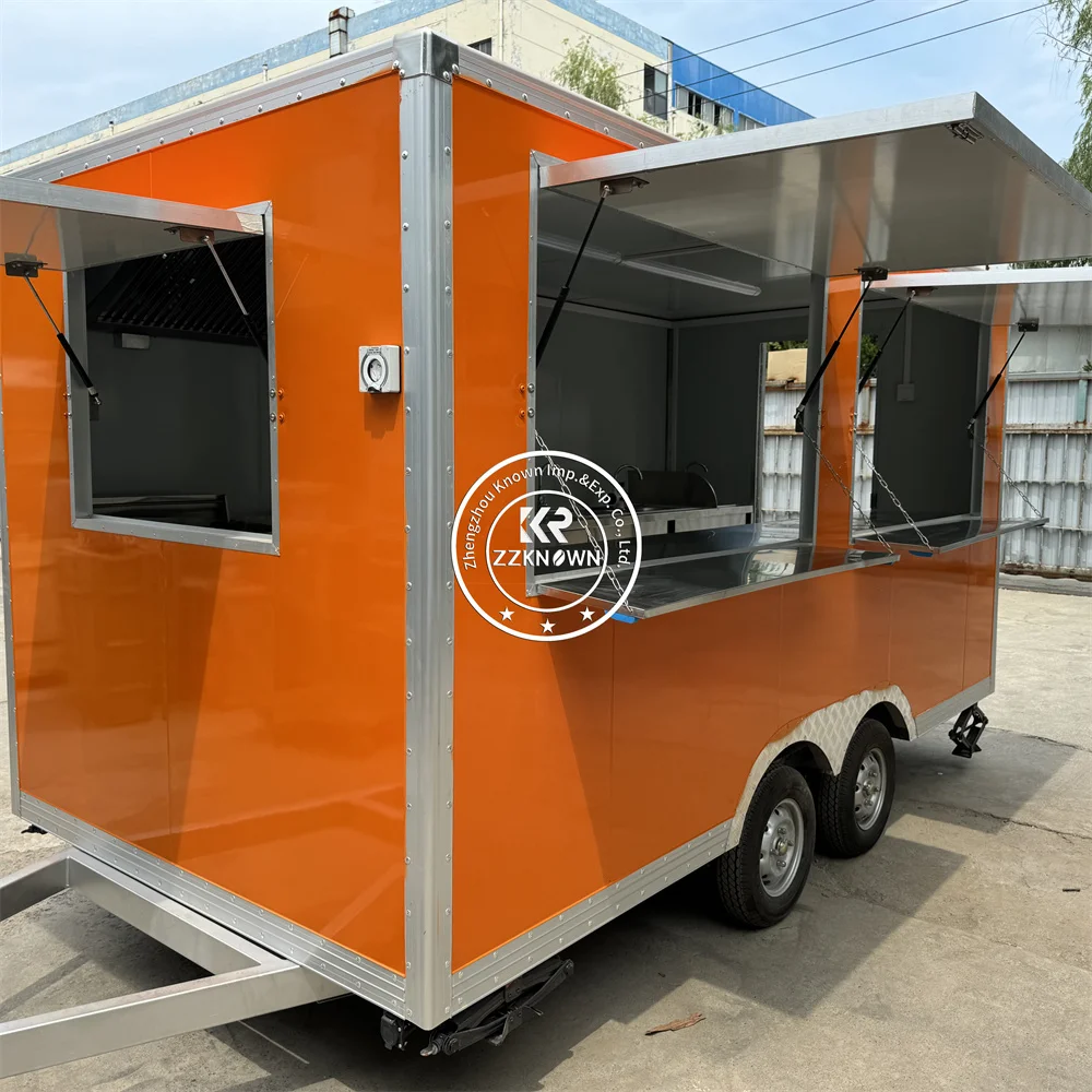 2025 16ft Food Trailer For Fast Food Truck Snack Ice Cream Chips For Catering BBQ Concession BBQ Trailer Hot Dog Cart