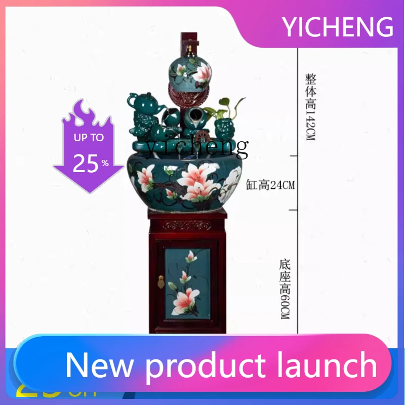 

CF ceramic cabinet water landscaping fish tank ornament living room office fountain floor-to-ceiling water feature ornament