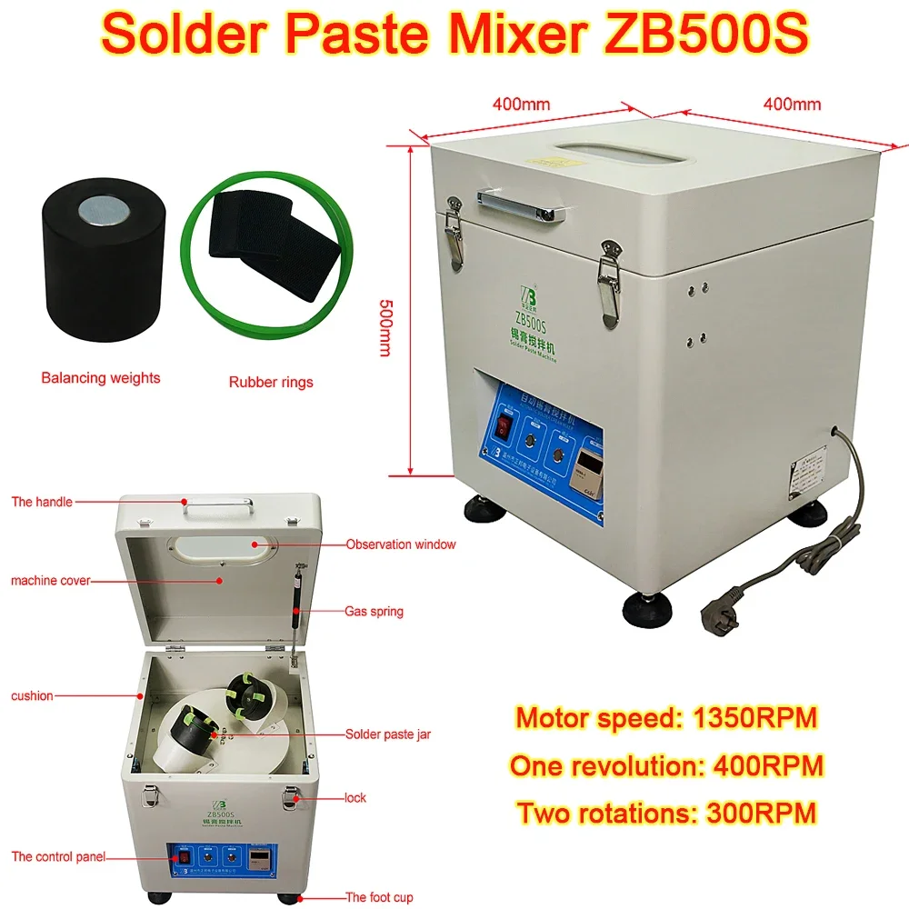 

ZB500S Automatic Solder Paste Mixer 220V 500g-1000g for Repair PCB LED Digital Display Solder Paste Mixing Machine High Quality