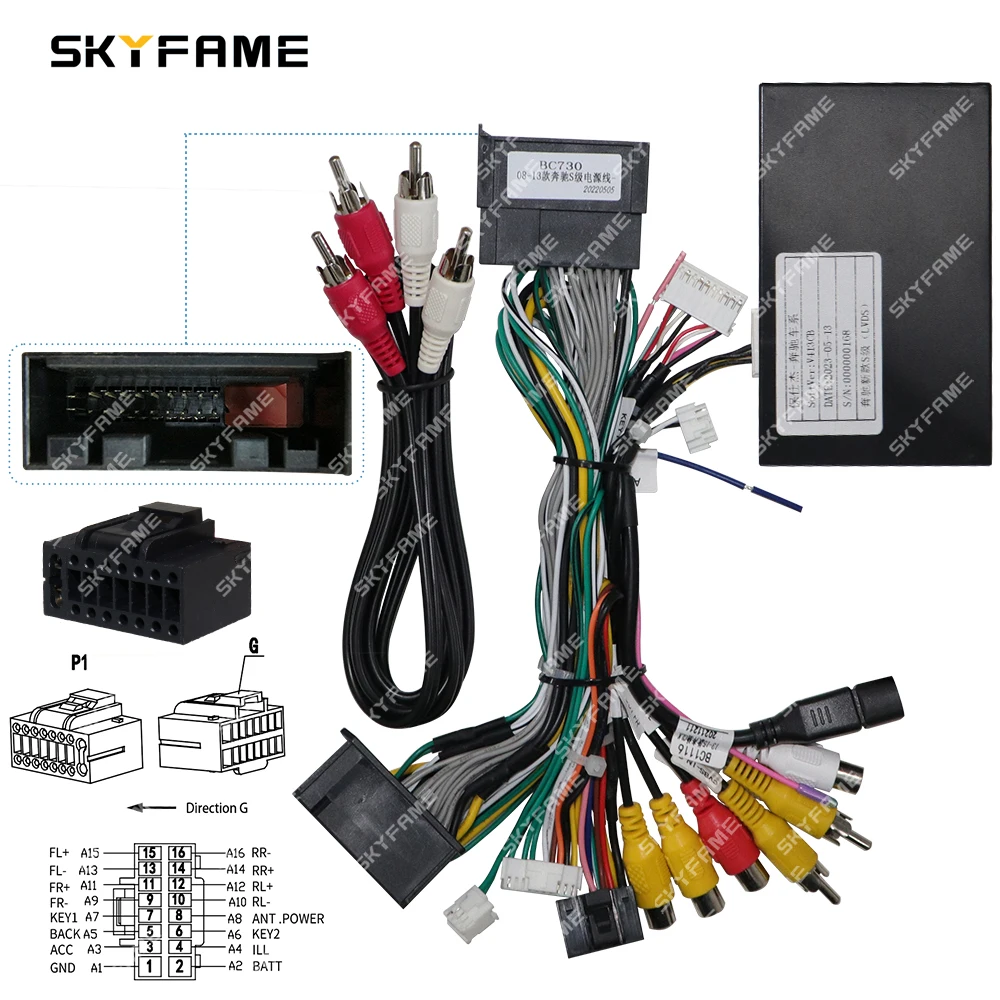 محول الأسلاك تسخير 16pin للسيارات من skyhair فك ترميز صندوق في Canbus لبنز فئة S W221 كابل طاقة راديو يعمل بنظام الأندرويد