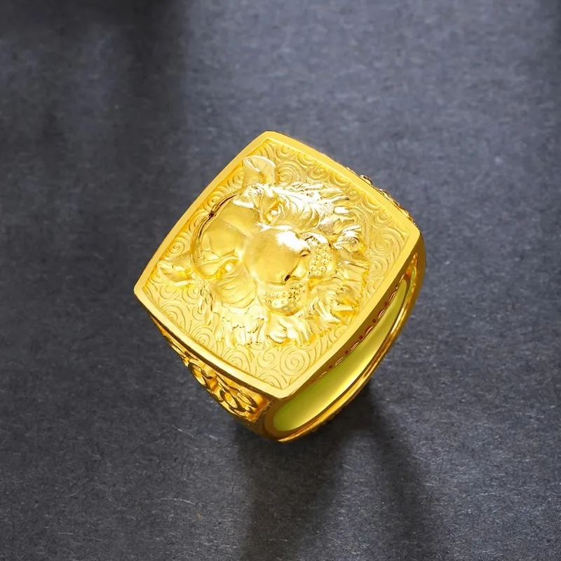 Luxury 24K 9999 Pure Gold real gold Tiger Ring Imperial Tiger Head Live Men's Ring