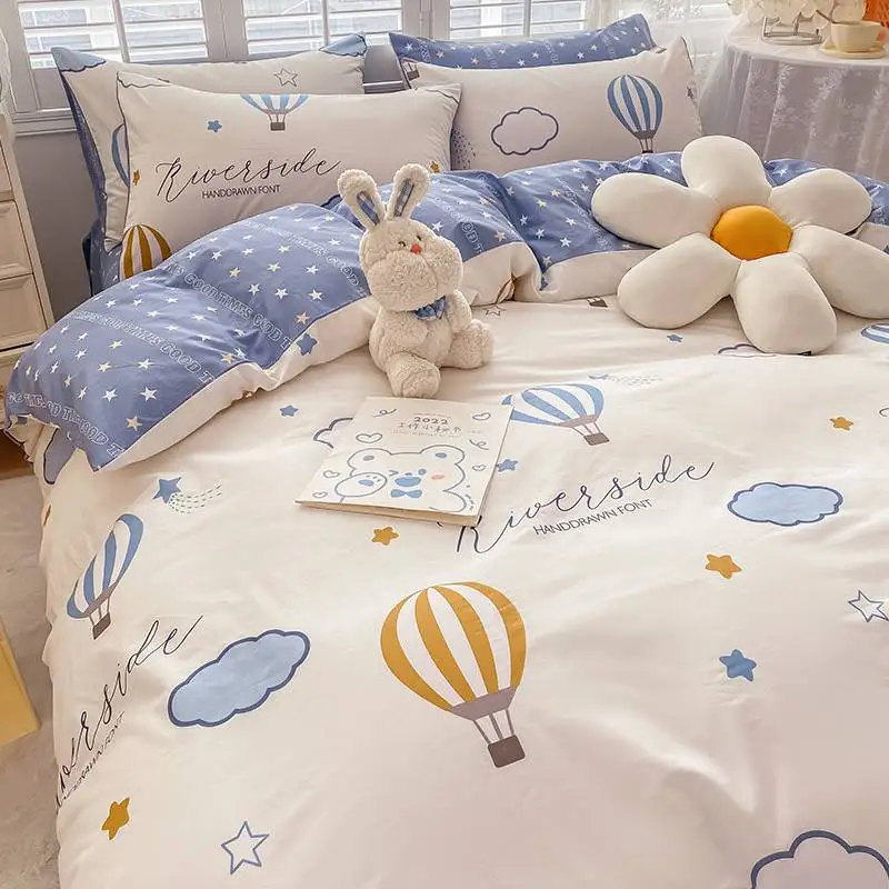 100-pure-cotton-bedding-set-children's-dormitory-three-piece-set-bed-canopy-duvet-cover-quilt-cover-all-seasons-use