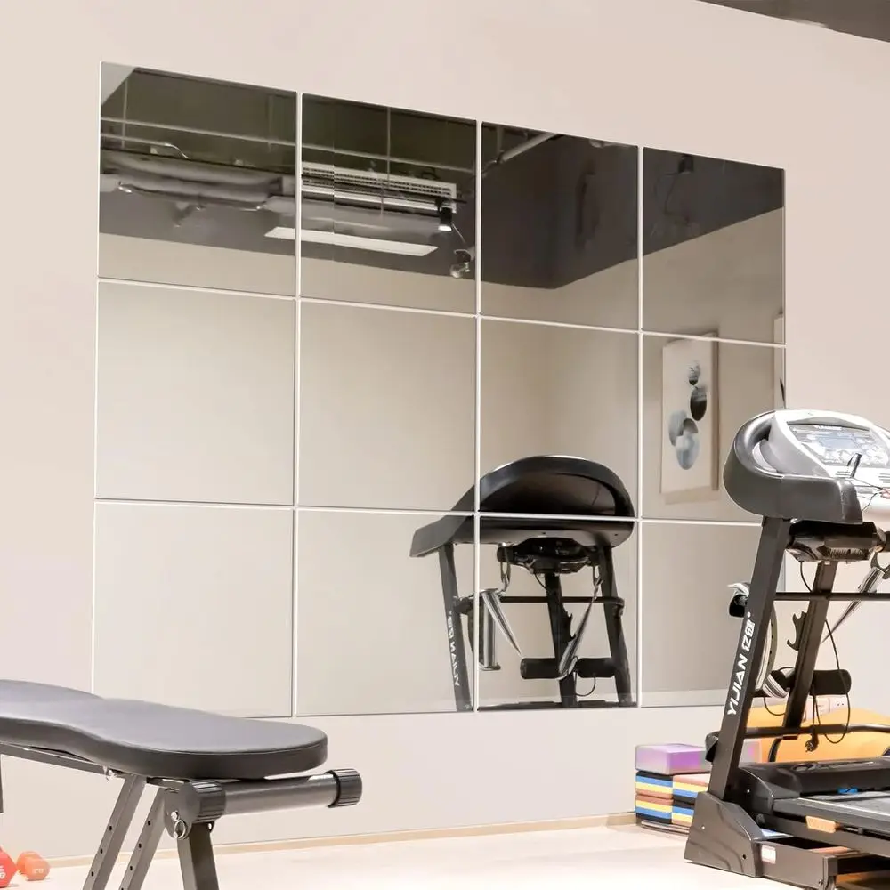 

Wall Mirror or Home Gym Mirror, ull Length MirrWall Mounted, elull Body Mirror Tiles or Wall, Door, Garage, 12" x12PCS