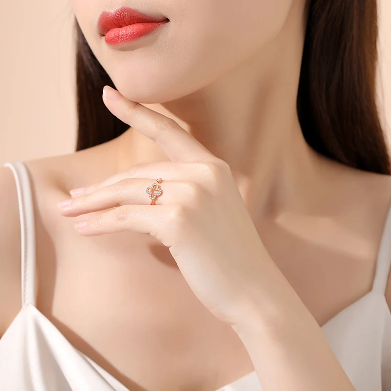 خاتم زوجين من الفضة الإسترليني S925 المشرقة للنساء ، مجوهرات حظ AAA CZ ، هدية حفلة عيد ميلاد ، الأوروبي