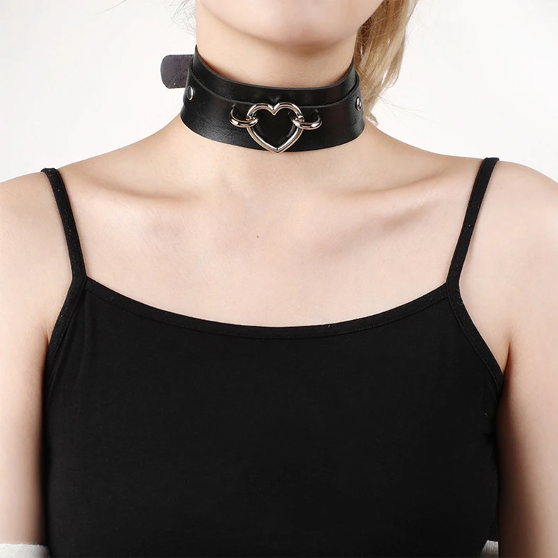 Heart Pendent Choker Necklace Trendy Punk Leather Collar Gothic Neck Chain Steampunk Party Jewelry Gift Clavicle Chain for Women