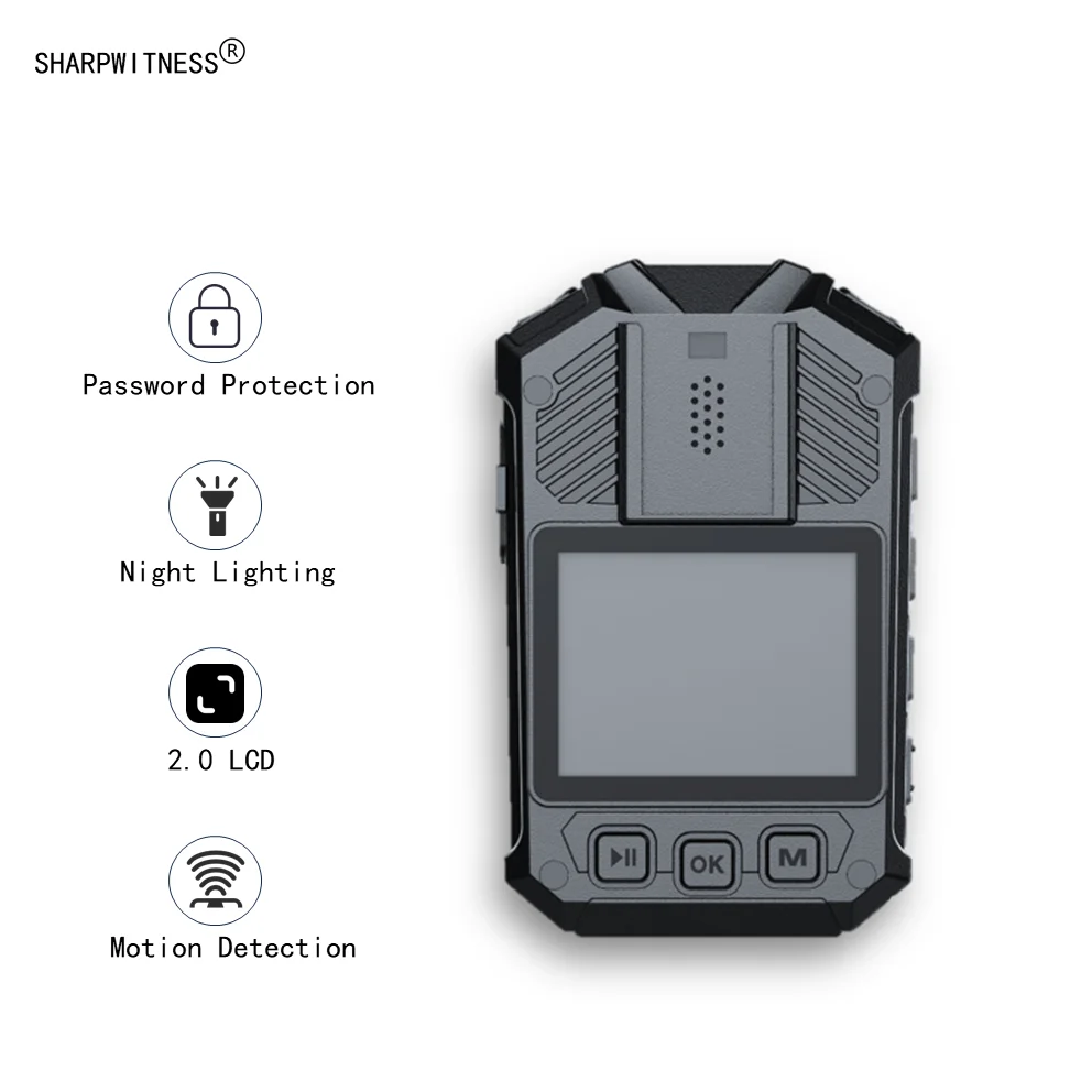 SHARPWITNESS S21J Mini BodyCamera 1296P Body worn camera with 3500mah battery 64GB Storage 2 inch LCD screen and IR Night Vision