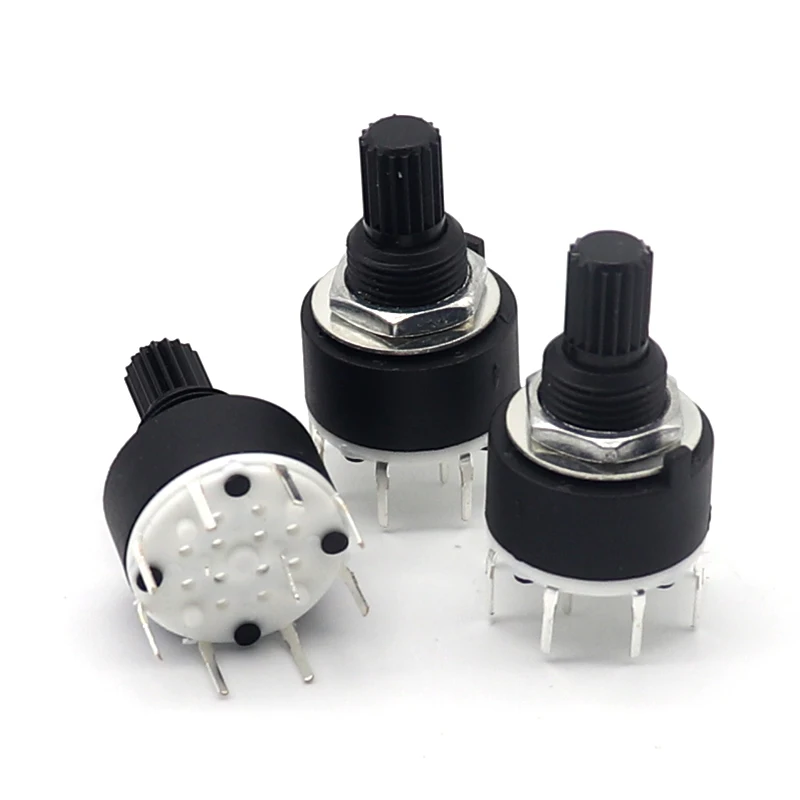 【5-1PCS】SR16 Plastic 16MM Rotary Band switch 2 Pole 3 4 position 1 Pole 5 6 8 Position Handle Length 15MM Axis band switch