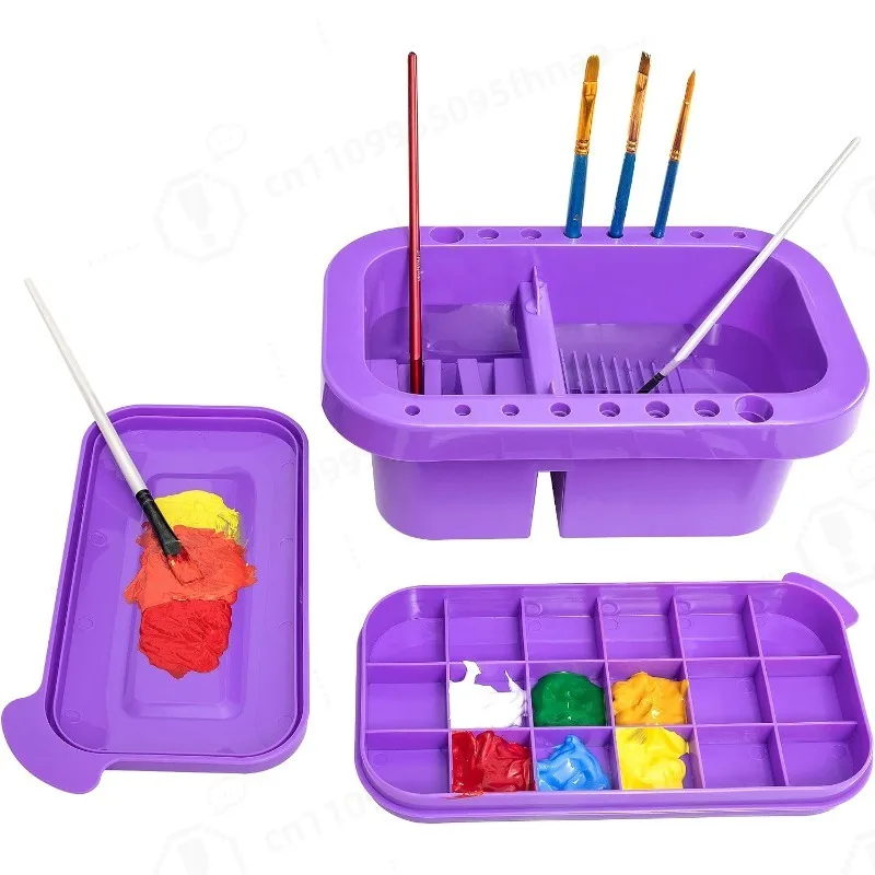 Paint Brush Cleaner, Paint Brush Holder and Organizers with Palette for Acrylic, Watercolor, and Water-Based Paints