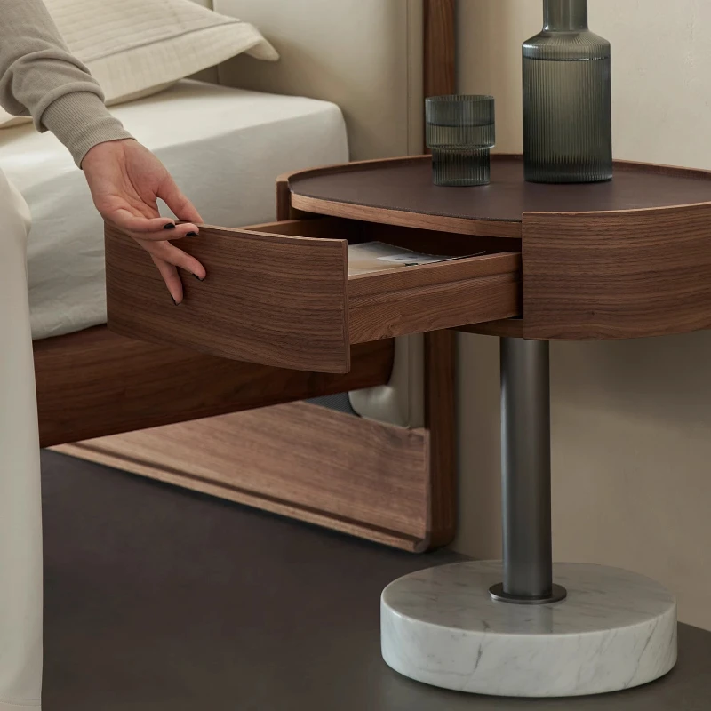 

Marble minimalist modern minimalist home bedroom solid wood bedside table