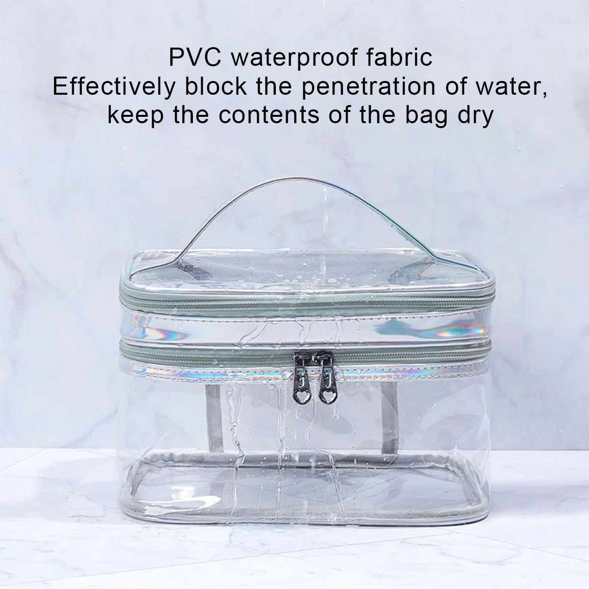 Makeup Pouch, Large Capacity, Cosmetic Pouch, Double Layer, Transparent, Clear Pouch, Large Capacity, Multifunctional