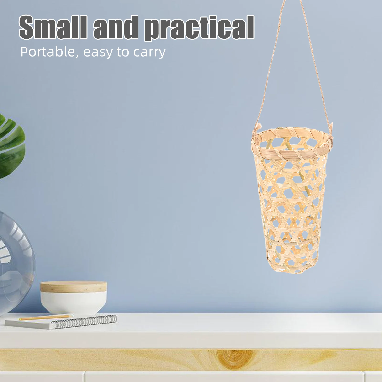 

2pcs Wall Flower Basket Bamboo Hand Woven Storage Holder For Home Balcony Farmhouse Decor Hanging Orchid Basket Wall Mounted