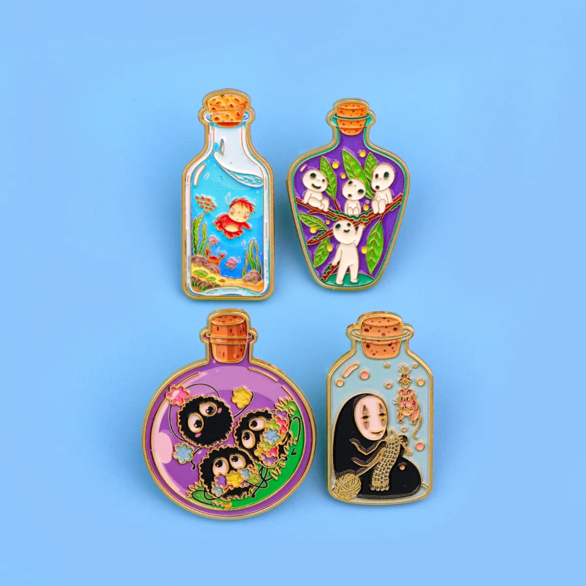 4pcs Cute Ghost Enamel Pins Set Anime Brooches for Backpacks Hat Lapel Pins Badges for Fans Gifts Cosplay Accessories Toy - view 3