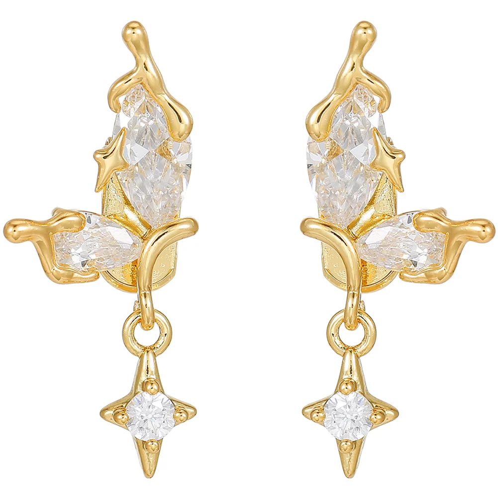 Copper Ear Cuff Butterfly Earphone Clip Delicate Butterfly Pattern Inlay Processing Craft For Fashionable Commuting