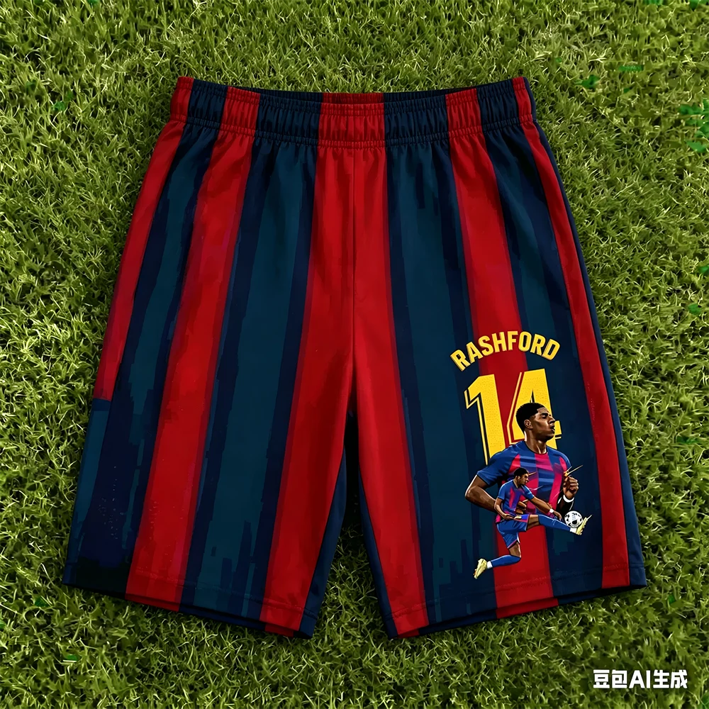 Rashford No. 14 Legendary Commemorative Shorts! Essential Sports Casual Battle Pants for Adult and Child Fans