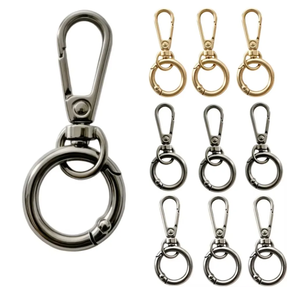2/6/10Pcs Swivel Clasp Clip, Metal Swivel Snap Hooks, Double Opening Key Chain Clip with Key Ring for DIY Crafts Lanyard Making