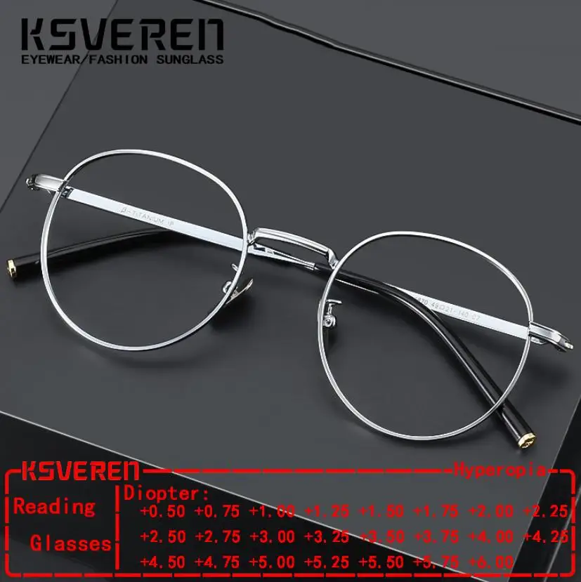 

Fashion Retro Pure Titanium Oval Reading Glasses Comfortable Optical Prescription Eyeglasses Frame For Men Women