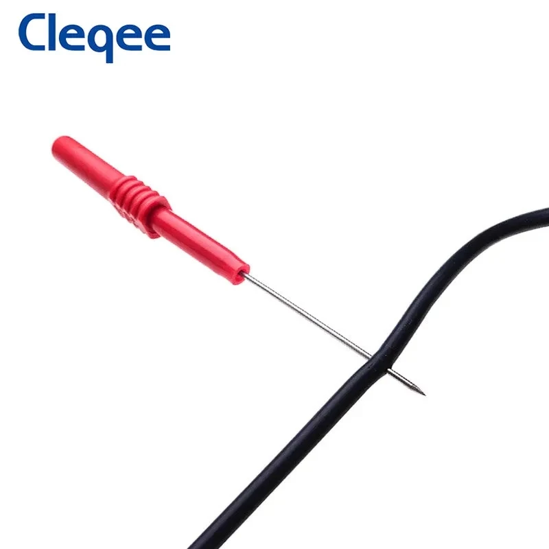 Imagem -03 - Cleqee-sondas de Teste Multímetro Não Destrutivas Pvc Macio Agulha Piercing de Isolamento Vermelho Preto P5009 10 Pcs