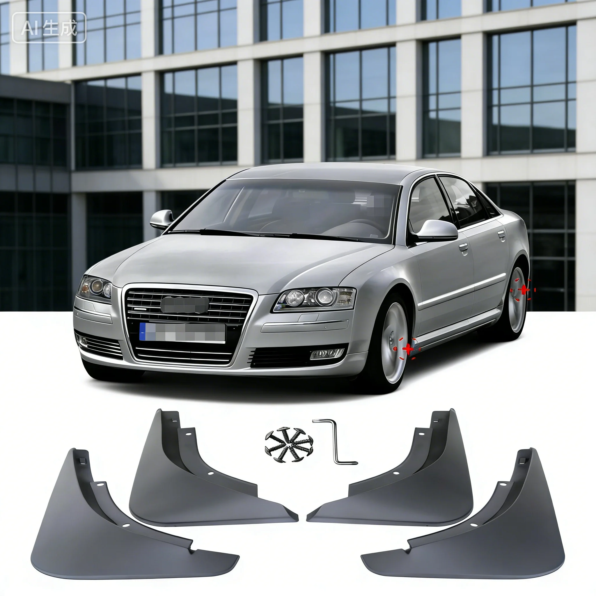 For Audi A8 S8 D3 MudFlaps Splash Guards Audi A8 Mudguards 4pcs 2003-2010 modify No-drill