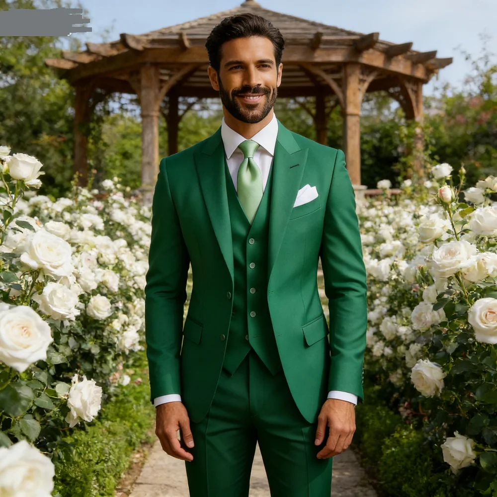 

Мужской приталенный двубортный костюм, комплект из жилета и брюк для свадьбы, смокинг жениха, элегантный розово-красный цвет, деловая вечеринка, 3 шт.