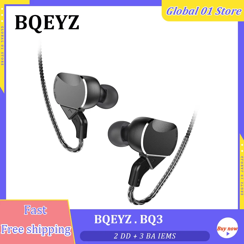 

BQEYZ BQ3 3BA + 2DD Hybrid In Ear Earphones Earbud HIFI Bass Monito Running Sport Headset Earbud 2Pin Cable Detachable Cable IEM