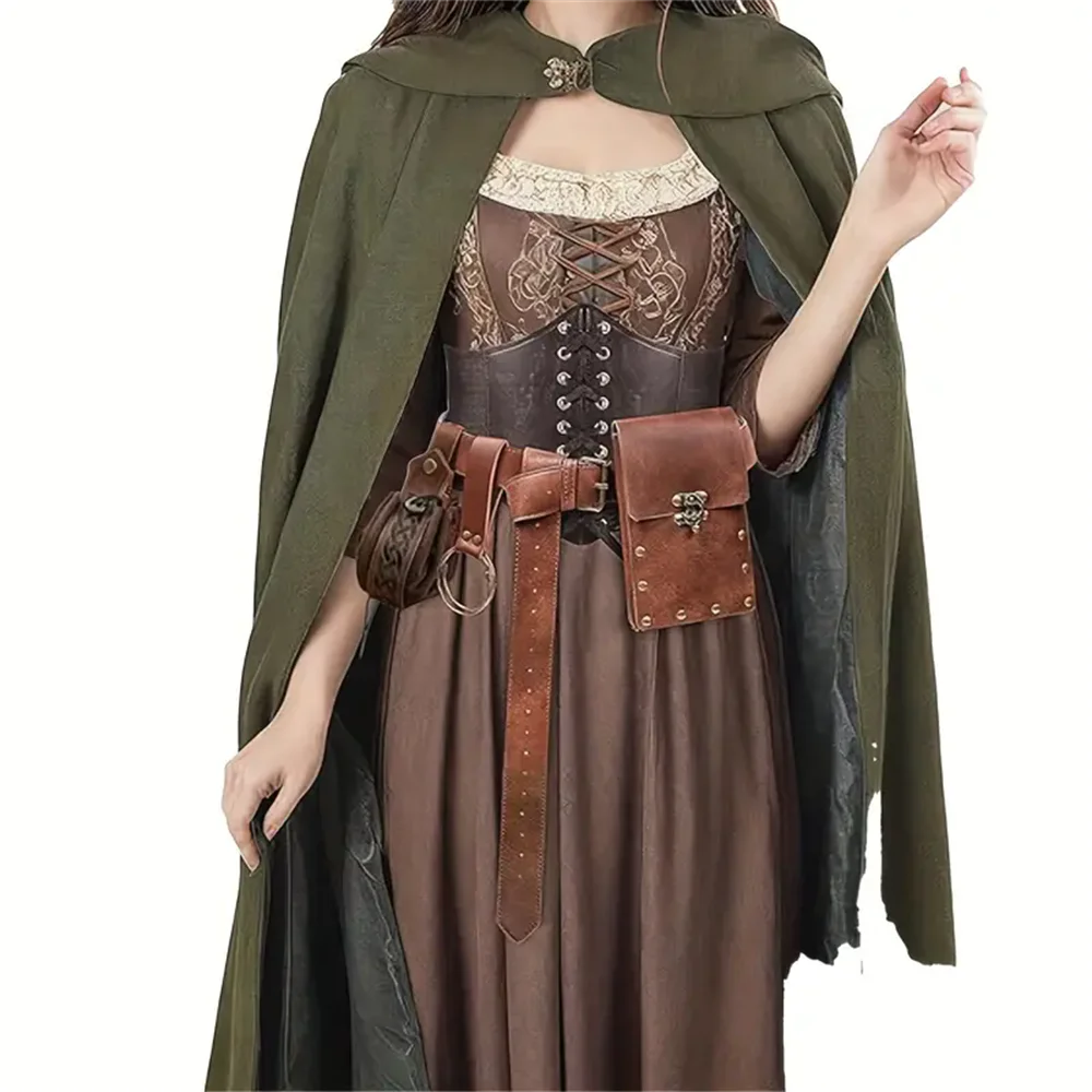 Średniowieczny Cosplay Steampunk skórzany plecak w talii pasek z pierścieniem woreczek Viking Knight przebranie na karnawał motocykl carteiras anime