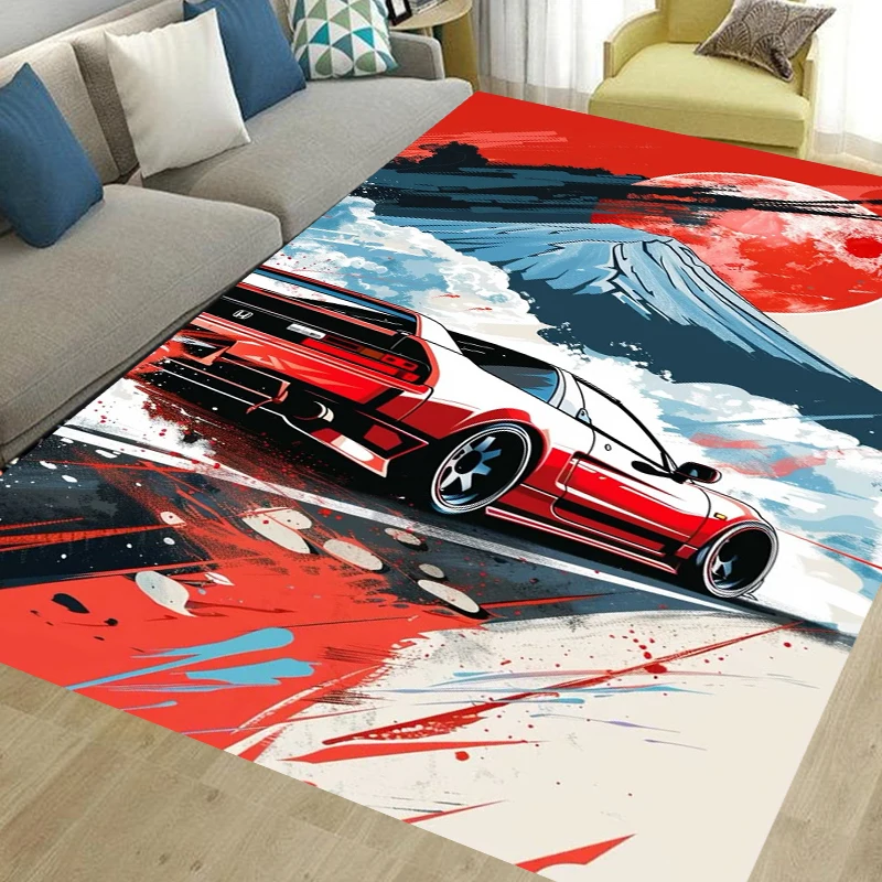 

Ковер с рисунком гоночного автомобиля JDM GTR для декора спальни, нескользящие коврики для дома, гостиной, дивана, прихожей, ванной комнаты, кухни, напольный коврик