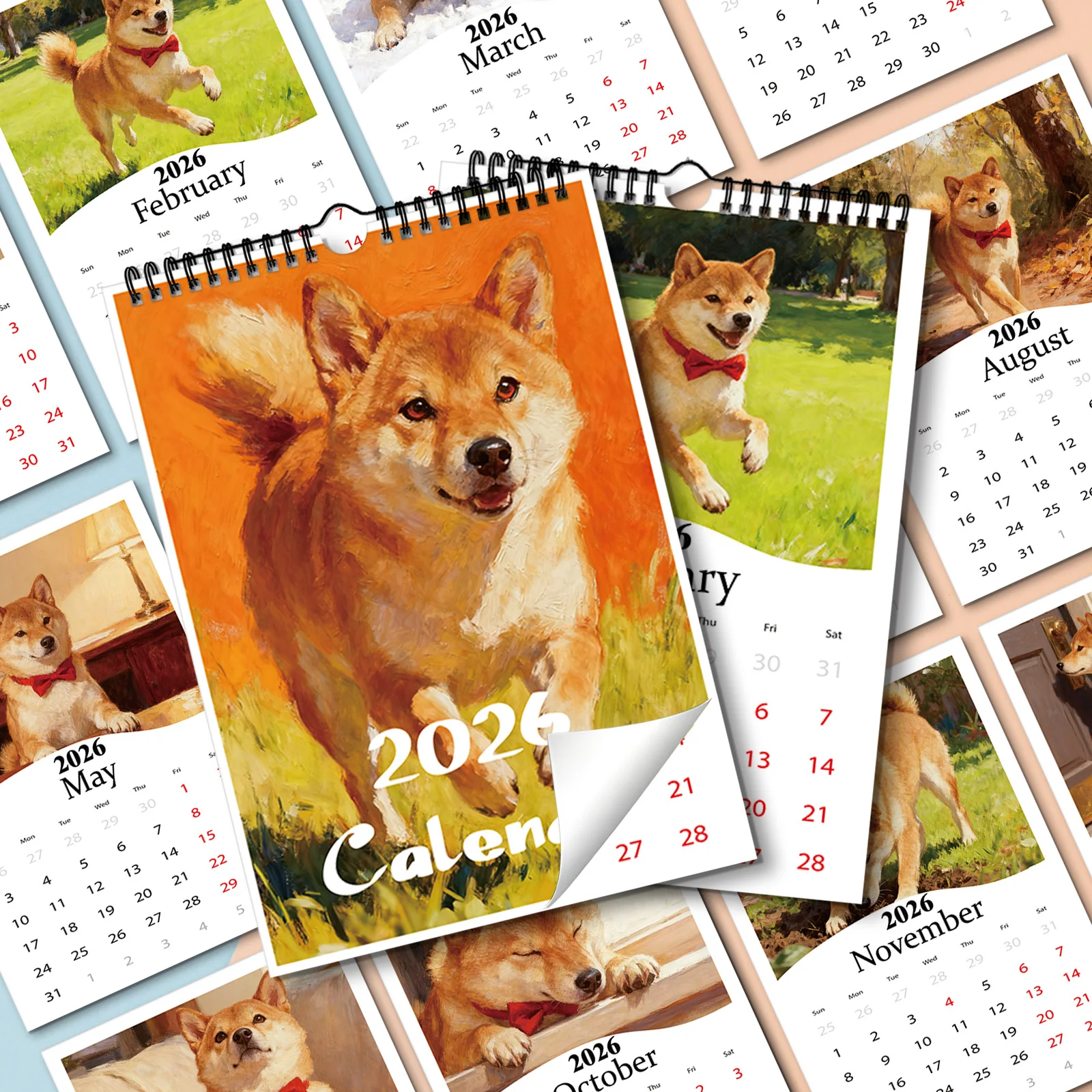 

1PC 2026 Shiba Inu Themed Calendar,Suitable for Date Planning, Decoration, A Comforting and Healing Gift
