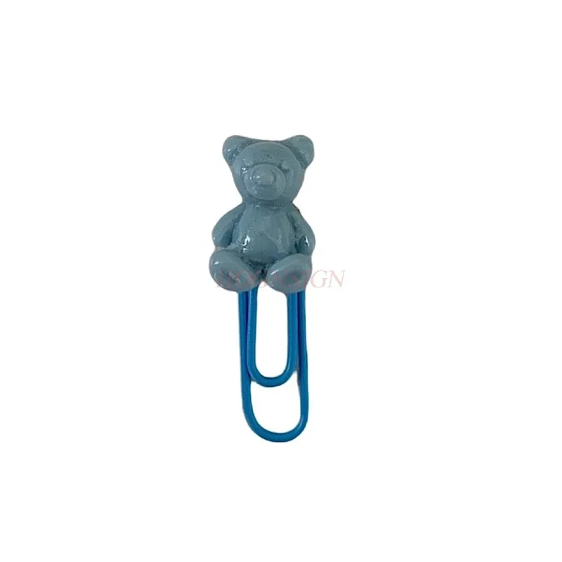 10pcs cute candy colored bear paper clip